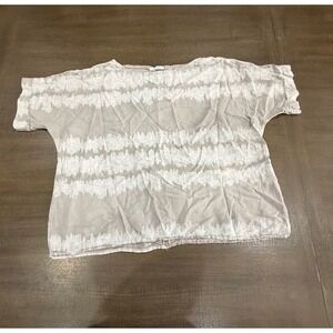 Made in Italy Womens 100 % Linen Shirt Tie Dye Relaxed Neutral Tones Top